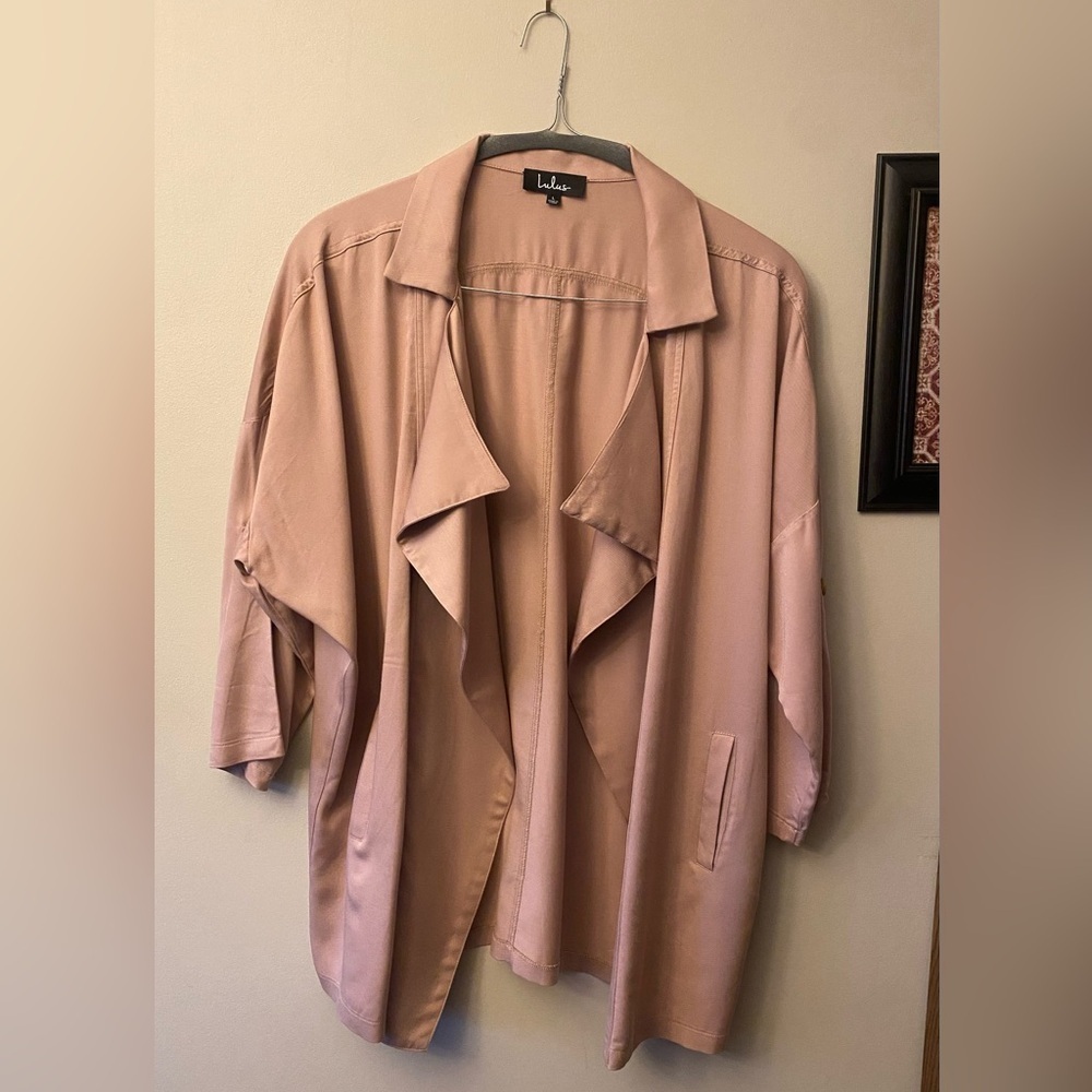 Lulu's Blush Pink Open Front Jacket - Picture 4 of 16